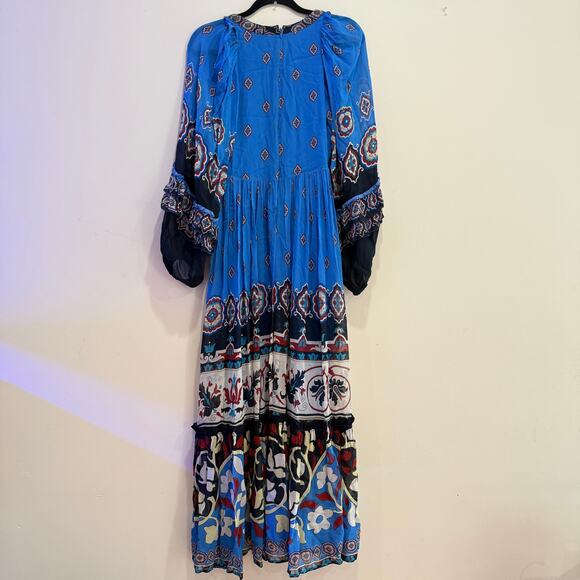 New NWT Farm Rio Ainka Tiles Plunging Neck Dress Maxi Dress Size S - Picture 9 of 10